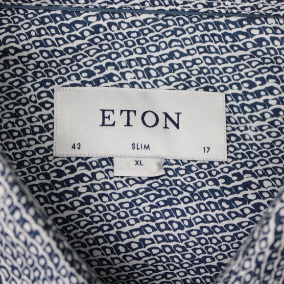 ETON Shirt Mens 17, 43 Blue Signature Twill 100% Cotton Long Sleeve Button Down - Picture 8 of 13
